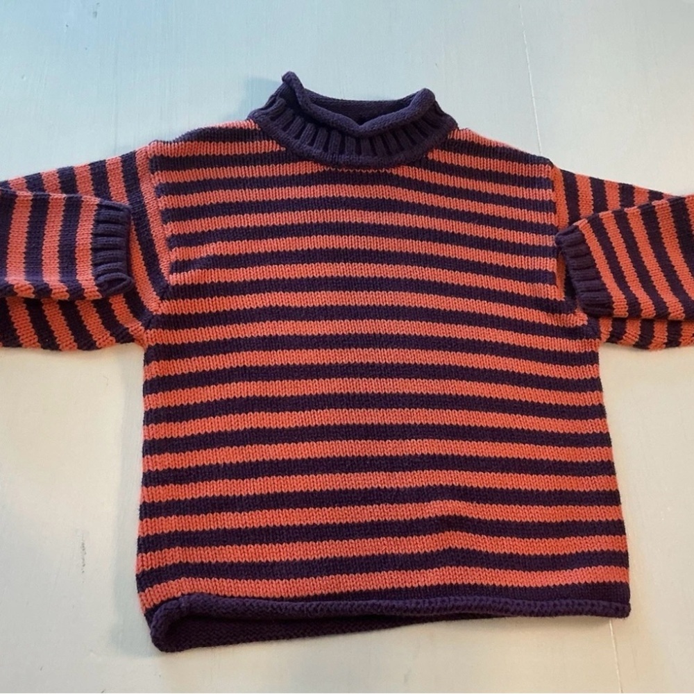Lands' End Kids Striped Sweater in Orange and Black
